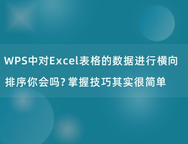 WPS中对Excel表格的数据进行横向排序你会吗？掌握技巧其实很简单